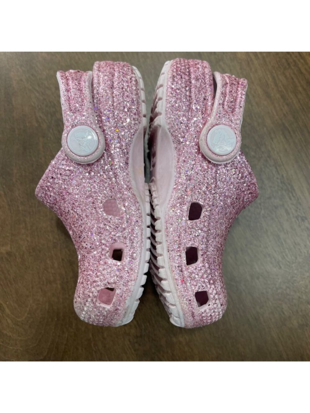 Crocs Classic Glitter Clog Toddler Girls Size 7 Pink Waterproof Slip on Shoes - Picture 3 of 8